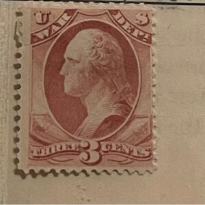 US O85 3c War Department Official Mint unused og